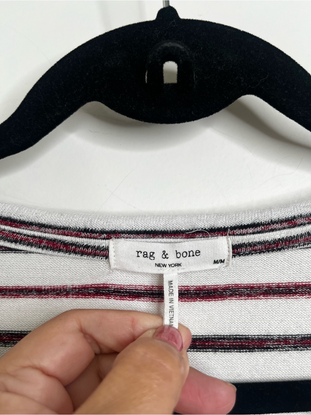 Rag & Bone Women’s Striped Long-Sleeve Tunic White Black Burgundy Comfy Nautical - Picture 2 of 10